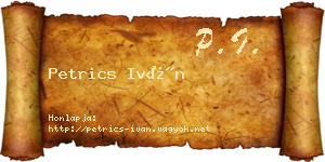 Petrics Iván névjegykártya
